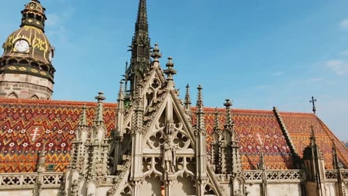 Close-up look at the Gothic splendor of St. Elizabeth's Cathedral in Kosice, Slovakia. Featuring int