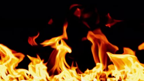 Intense Flames Dancing on Black Background