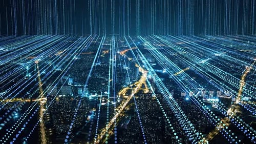smart Connected city skyline. Futuristic network concept, city Technology