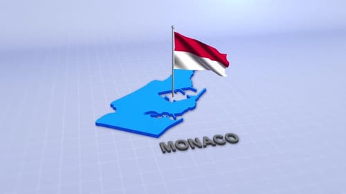 Monaco Map With Flag