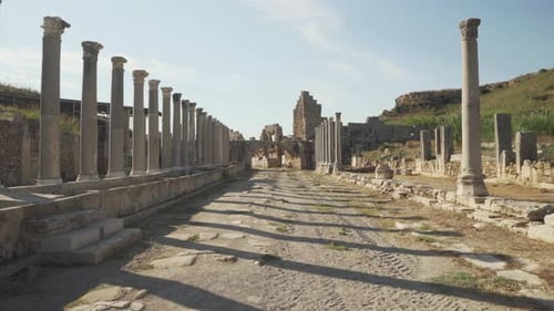 Scenic colonnade in Perge (Perga) at Antalya Province, Turkey