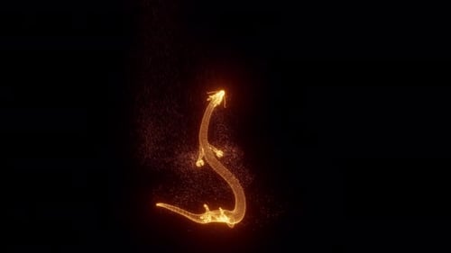 Glowing Particle Dragon Summoning Animation with Fiery Particles