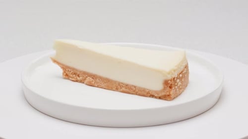 Delicious Cheesecake Slice on a White Plate