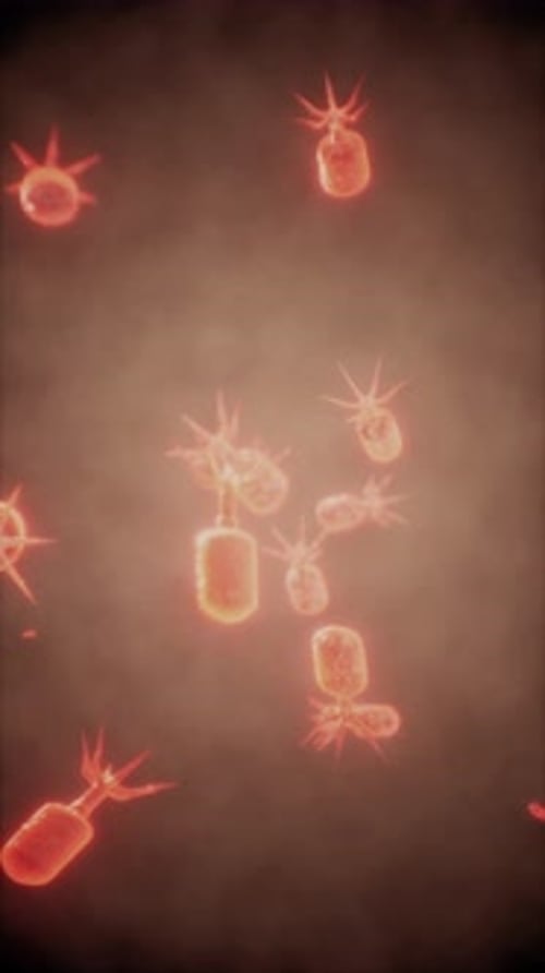 Virus Cells or Bacterias Under Microscope