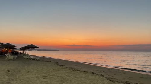 Captivating 4K Sunset in Greece Over the Azure Aegean Sea with Rolling Waves