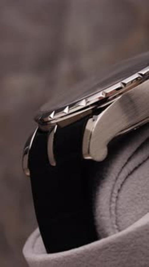Close Up of Elegant Silver Wristwatch