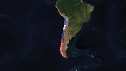 World Map Zoom to Chile Flag Animation