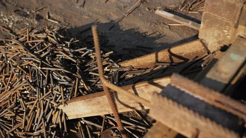 Cut Rebar Pieces at Construction Site