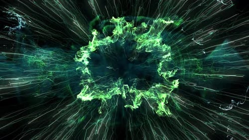 4K Green Particle Technology Impact Explosion