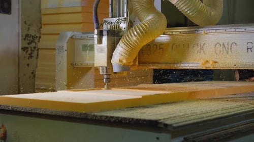 Woodworking CNC Machine Shaping Foam with Extractor
