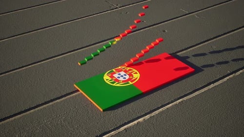 Animated Portugal Flag Formed by Domino Effect