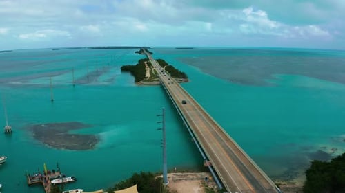 Aerial UHD Drone Footage of Highway One from Miami Beach