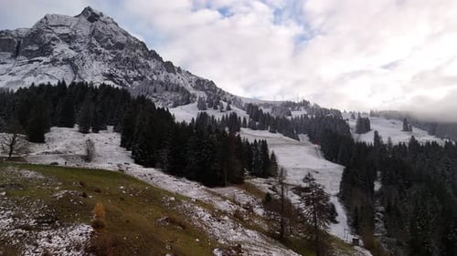 Glarus alps winter snow covered Fronalpstock mountains nature evergreen spruce