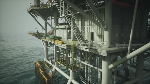 Old Oil Platform Overlooking the Ocean During a Cloudy Afternoon