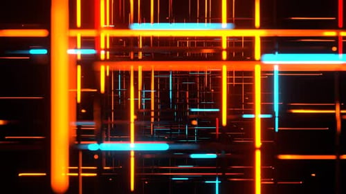 Orange Red And Cyan Abstract Ray Neon Space Background Vj Loop In 4K