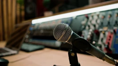 professional sound recording studio equalizer microphone close-up for sound engineer sound