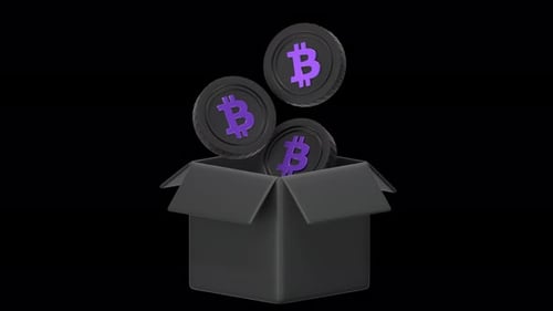 bitcoin box 3D Animation, Alpha Channel, Transparent Background