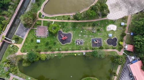 Aerial Drone Top Down View of Batu Pahat Park
