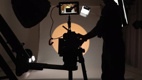 Professional Studio for Photo Video Filming with Modern Lighting Equipment and Large White Cyclorama
