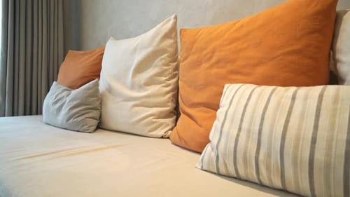 Decorative Pillows Arranged Neatly on a Couch