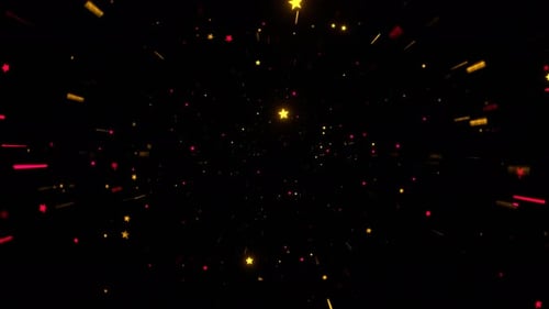 Mouvement jaune et rose à travers la boucle VJ en arrière-plan du flux d'étoiles brillantes en 4K