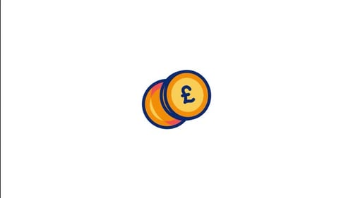 Animated Flat Design Pound Sterling Coins Icon