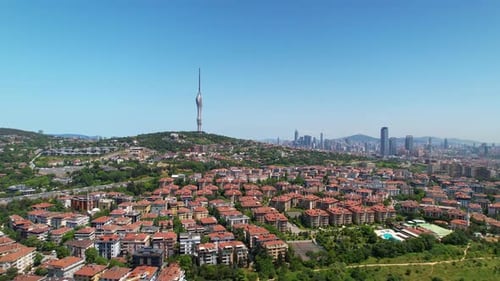 aerial view of Istanbul and Camlica Television tower