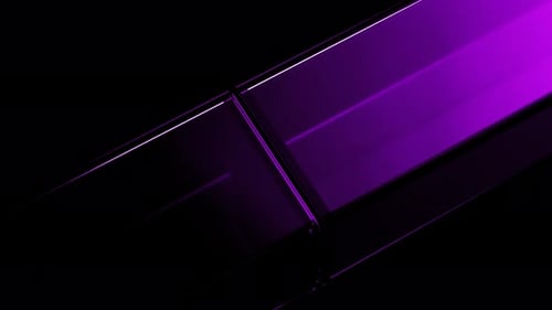 Purple metallic rectangular prism rotating on black background
