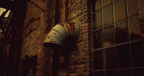 Old Building Showcases Industrial Decay with Rust and Broken Windows