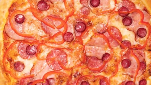 Close Up Shot of Delicious Pizza with Mozzarella Cheese