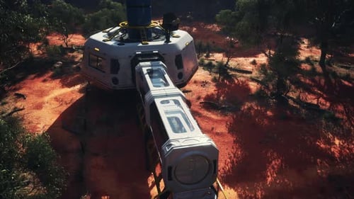 Futuristic Sci-Fi Base in Arid Alien Landscape