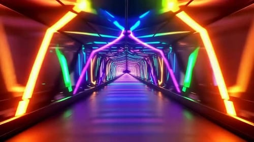 Abstract Futuristic Neon Light Tunnel Motion Graphics