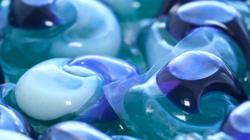 Blue Laundry Detergent Pods Close Up