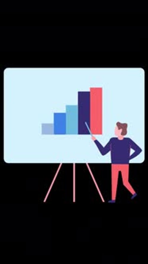 Office Worker Showing Business Presentation To His Boss Vertical Alpha Channel