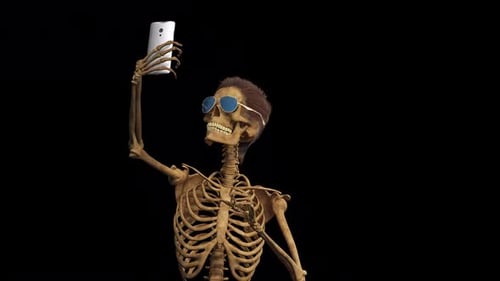 Cool Skeleton Taking Selfies with a Smartphone