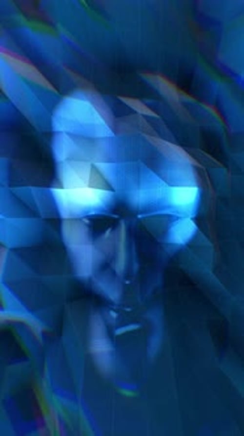 Blue Polygon Pulsing Ai Vertical Face