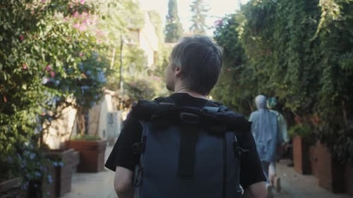 Happy Tourist Man in Barcelona Spain