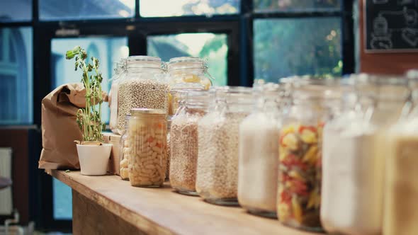 Local Zero Waste Grocery Store with Bulk Products in Jars, Food Stock ...