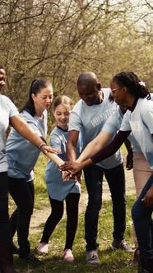 Cheerful Proud Team of Activists Join Forces to Clean a Forest