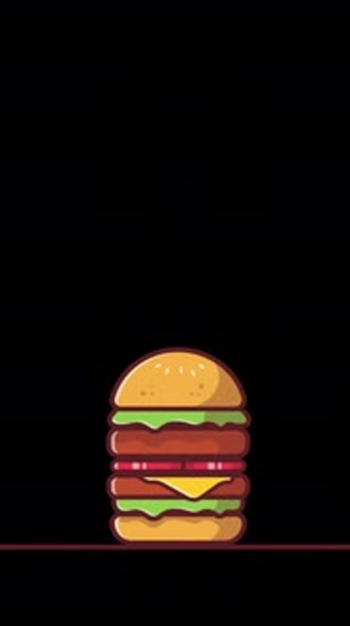 Fast Food Burger Falling Vertical On Alpha Channel