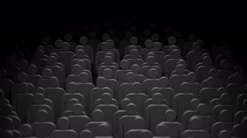 Golden Figure Spotlighted in Minimalist Crowd Animation