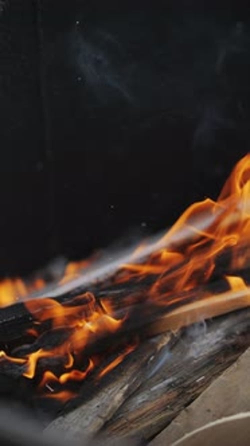 Close Up of a Fire Burning in Portrait