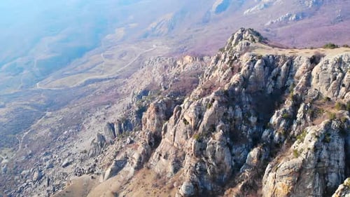 Aerial View Flying Over Rocky Mountain Range Media