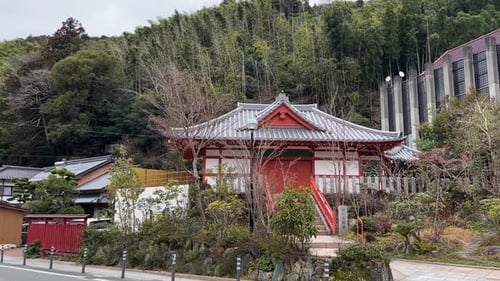 Traditional Red Japanese Buddhist Temple by Nanzoin Japan