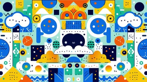 Dynamic Abstract Flat Design Geometric Pattern Loop Background