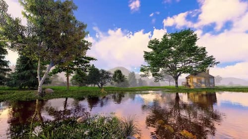 A house by the river landscape - HD