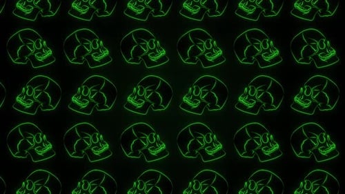 2 D Skulls Green Motion Pattern