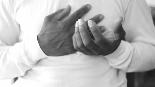 man praying to god with hands together on white background with people stock video stock footage