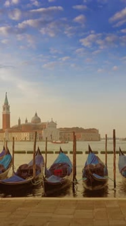 Gondolas on Canal Grande in Venice Italy
