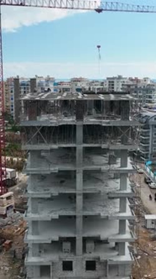 Vertical Video Aerial View Construction Site Work on Site